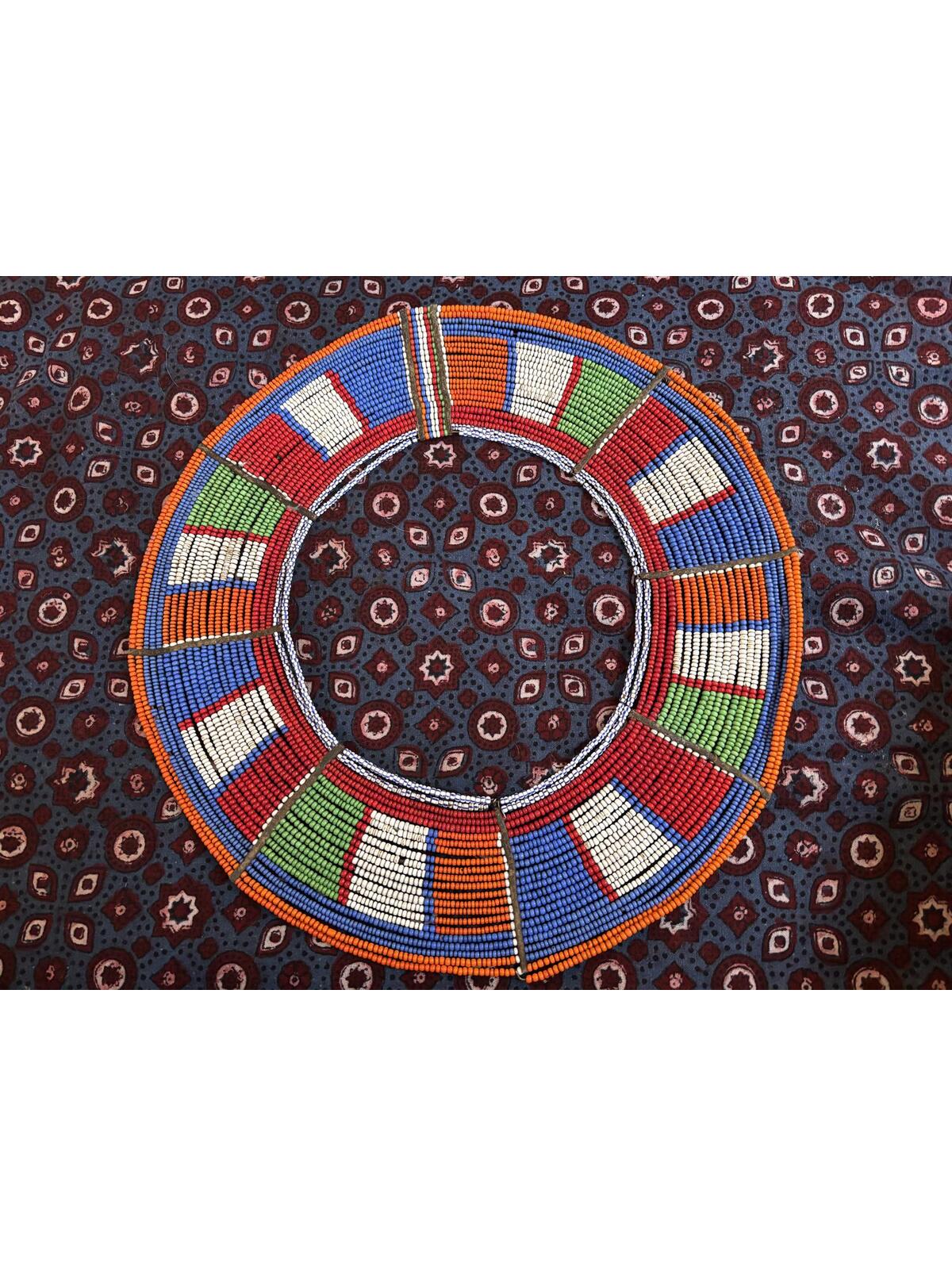 Vintage African Beaded Collar Necklace | Maasai Multicolor Beadwork Afrohemian
